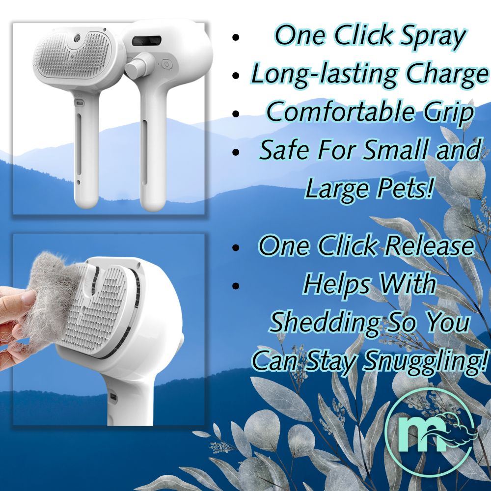 Mistly AquaBrush | 3-in-1 Pet Mist Brush for Dogs & Cats - Grooming, Massage & Loose Hair Removal