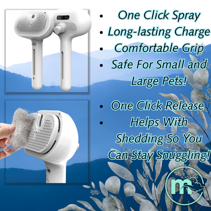 Mistly AquaBrush | 3-in-1 Pet Mist Brush for Dogs & Cats - Grooming, Massage & Loose Hair Removal