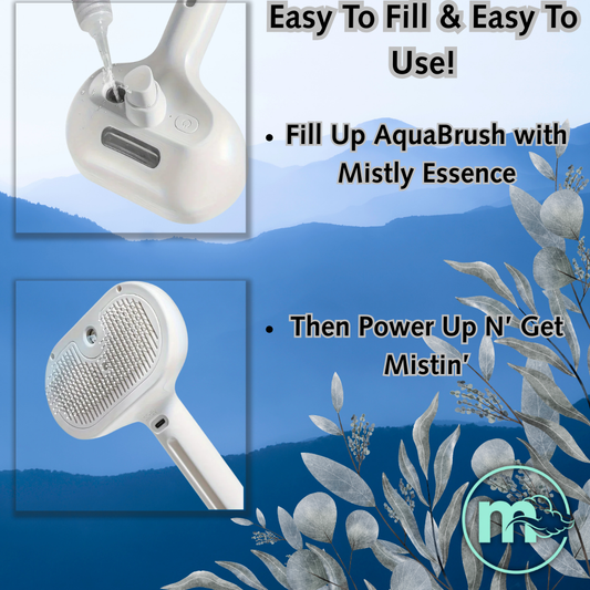 Mistly AquaBrush | 3-in-1 Pet Mist Brush for Dogs & Cats - Grooming, Massage & Loose Hair Removal