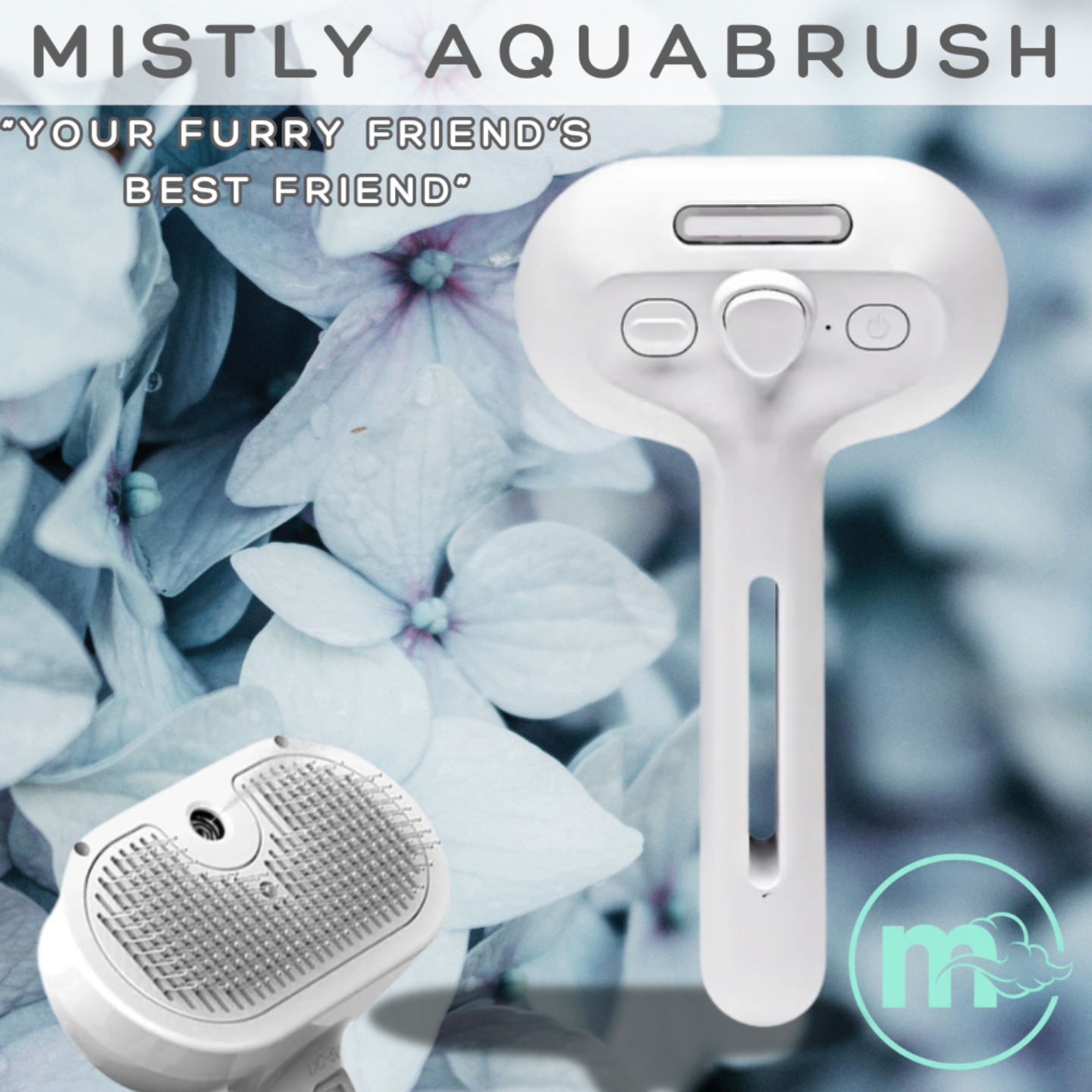Mistly AquaBrush | 3-in-1 Pet Mist Brush for Dogs & Cats - Grooming, Massage & Loose Hair Removal